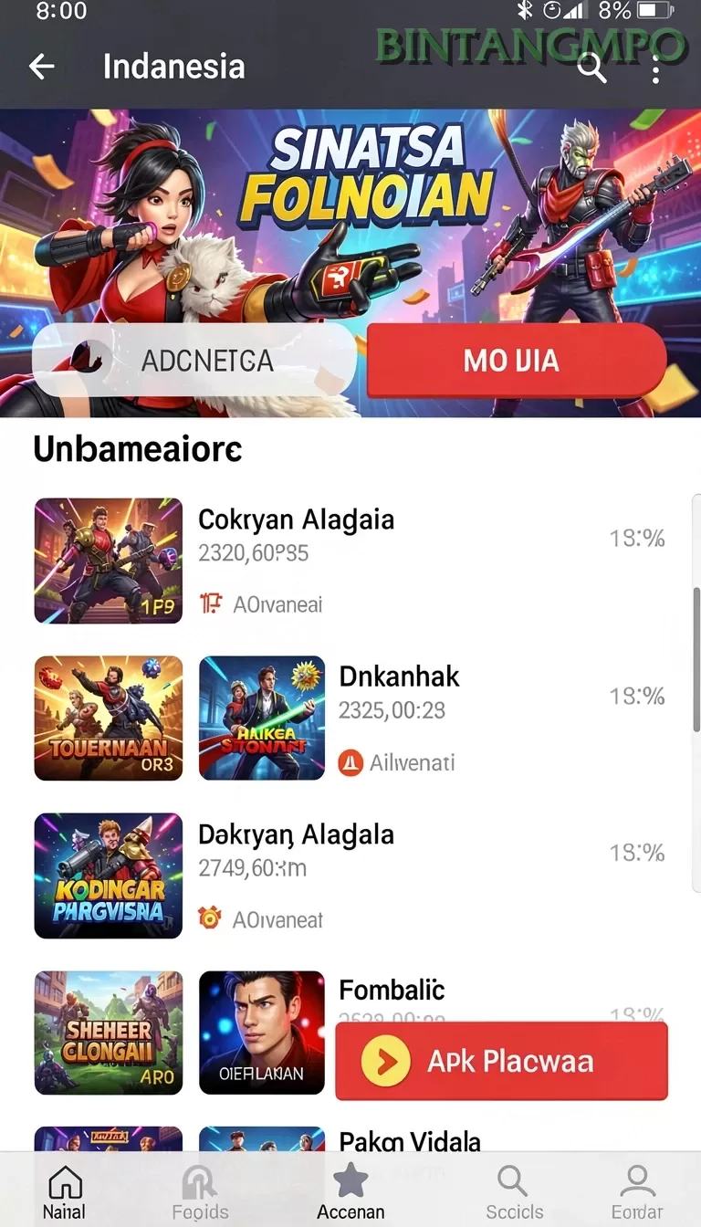 Cuplikan layar MEGAWIN288 — menu navigasi